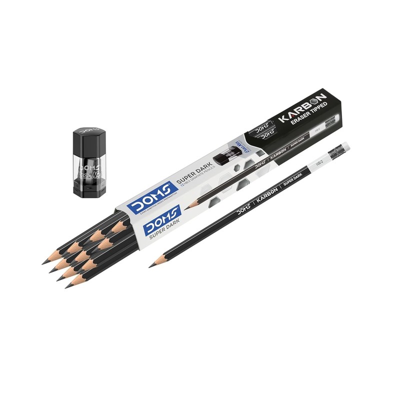 DOMS KARBON ERASER TIP SUPER DARK PENCIL 10X1P