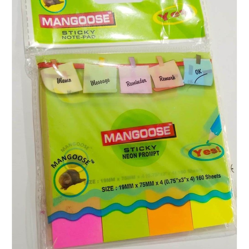 MANGOOSE POST IT PAD 3X3 MULTICOLOUR
