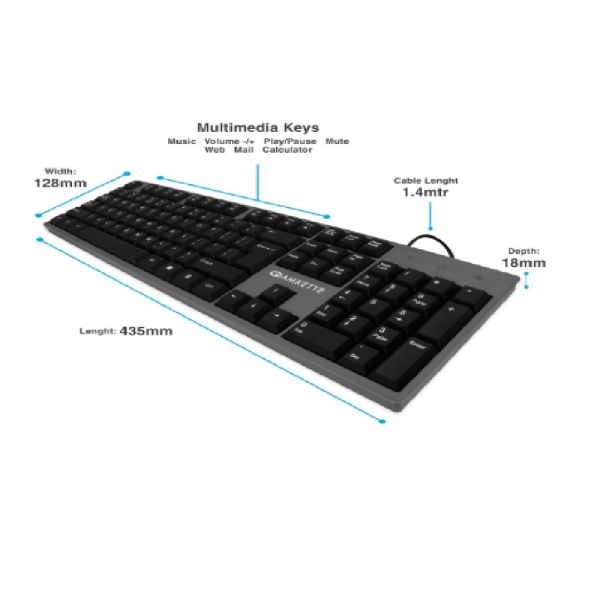AMKETTE KEY BOARD WIRED MMEDIA USB LEXUS NEO