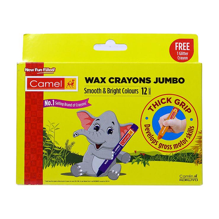 CAMEL WAX CRAYONS 12 SHADES JUMBO