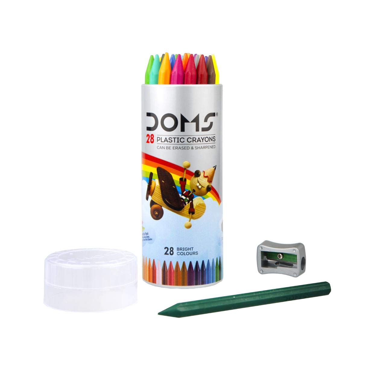 DOMS PLASTIC CRAYON 14SHADE ROUND TIN